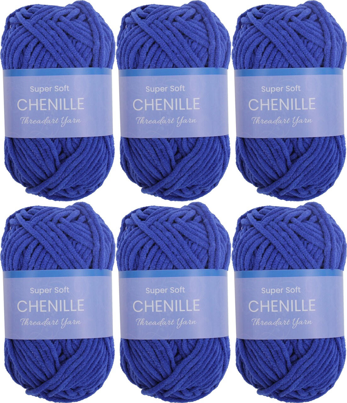 ThreadArt #5 Chenille Yarn for Crocheting, Knitting, Amigurumi, Super Soft Plush Velvet Yarn - 50 Gram 60 yds Fluffy Yarn Skeins